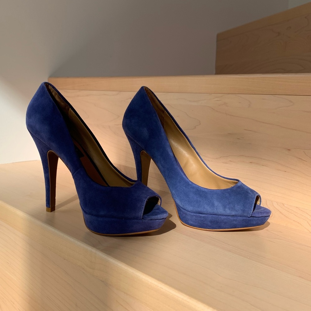 MANGO | 6 | BLUE SUEDE HEELS